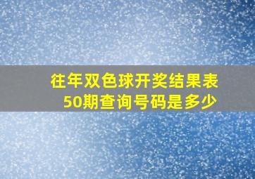 往年双色球开奖结果表50期查询号码是多少