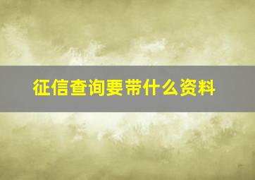 征信查询要带什么资料