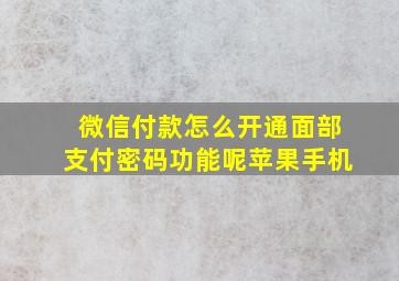 微信付款怎么开通面部支付密码功能呢苹果手机