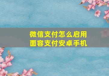 微信支付怎么启用面容支付安卓手机