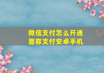 微信支付怎么开通面容支付安卓手机