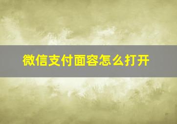 微信支付面容怎么打开