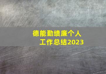 德能勤绩廉个人工作总结2023