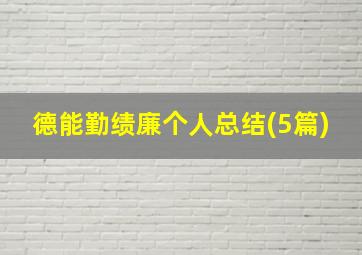 德能勤绩廉个人总结(5篇)