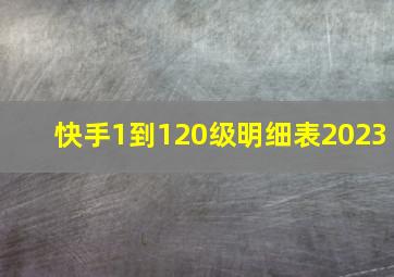 快手1到120级明细表2023