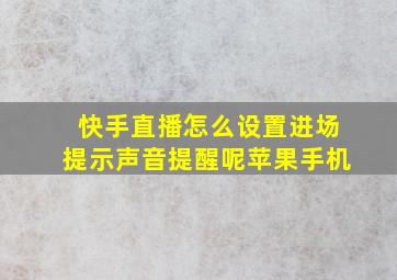 快手直播怎么设置进场提示声音提醒呢苹果手机