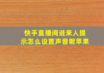 快手直播间进来人提示怎么设置声音呢苹果