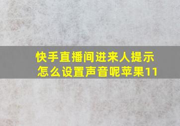 快手直播间进来人提示怎么设置声音呢苹果11