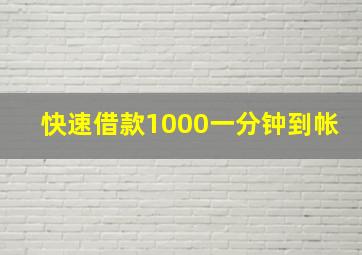 快速借款1000一分钟到帐