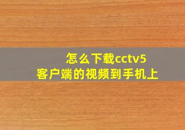 怎么下载cctv5客户端的视频到手机上