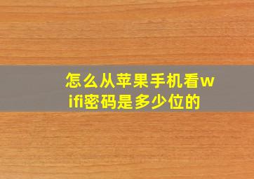 怎么从苹果手机看wifi密码是多少位的