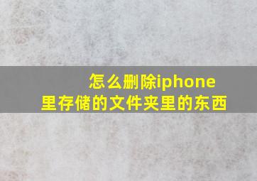 怎么删除iphone里存储的文件夹里的东西