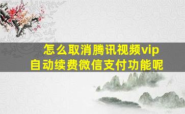 怎么取消腾讯视频vip自动续费微信支付功能呢