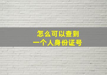 怎么可以查到一个人身份证号