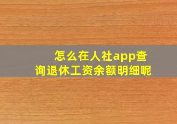 怎么在人社app查询退休工资余额明细呢