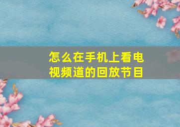 怎么在手机上看电视频道的回放节目