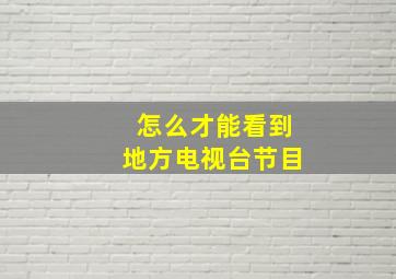 怎么才能看到地方电视台节目