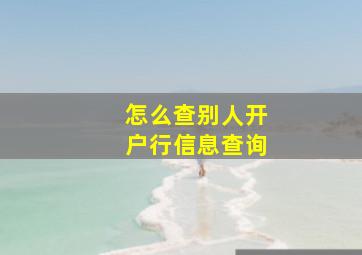 怎么查别人开户行信息查询