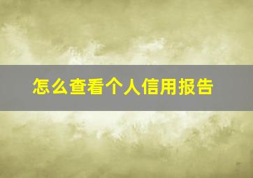 怎么查看个人信用报告