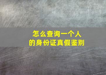 怎么查询一个人的身份证真假鉴别