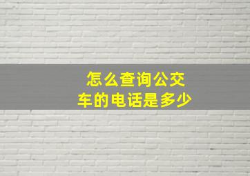 怎么查询公交车的电话是多少