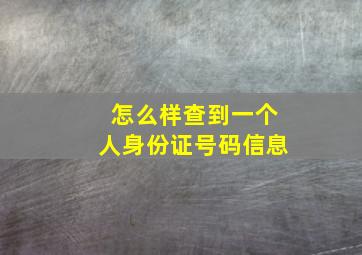 怎么样查到一个人身份证号码信息