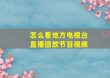 怎么看地方电视台直播回放节目视频