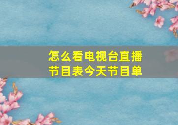 怎么看电视台直播节目表今天节目单