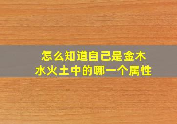 怎么知道自己是金木水火土中的哪一个属性