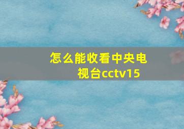 怎么能收看中央电视台cctv15