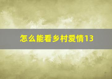 怎么能看乡村爱情13