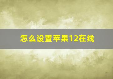 怎么设置苹果12在线