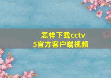 怎样下载cctv5官方客户端视频