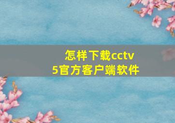 怎样下载cctv5官方客户端软件