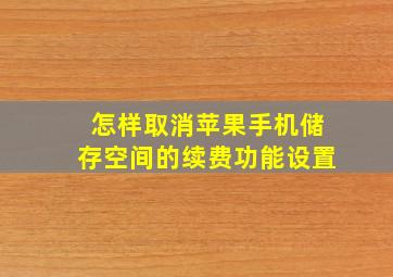 怎样取消苹果手机储存空间的续费功能设置