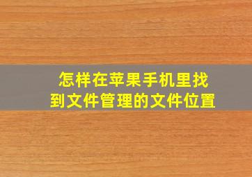 怎样在苹果手机里找到文件管理的文件位置