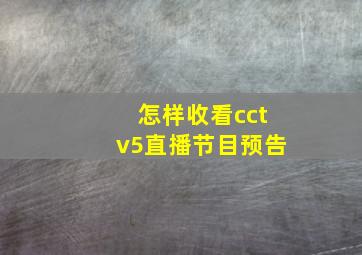 怎样收看cctv5直播节目预告