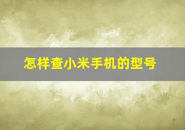 怎样查小米手机的型号