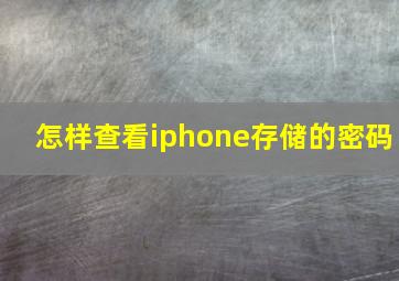 怎样查看iphone存储的密码