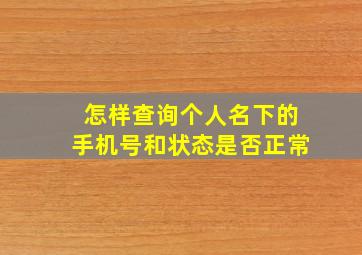 怎样查询个人名下的手机号和状态是否正常