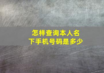 怎样查询本人名下手机号码是多少