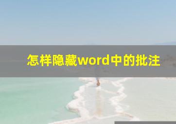 怎样隐藏word中的批注