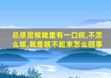 总感觉喉咙里有一口痰,不怎么咳,就是咳不起来怎么回事