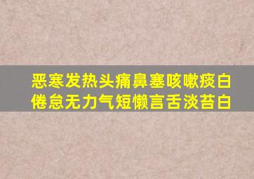 恶寒发热头痛鼻塞咳嗽痰白倦怠无力气短懒言舌淡苔白