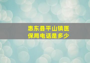 惠东县平山镇医保局电话是多少