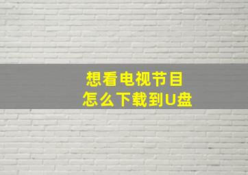 想看电视节目怎么下载到U盘