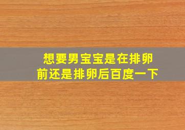 想要男宝宝是在排卵前还是排卵后百度一下