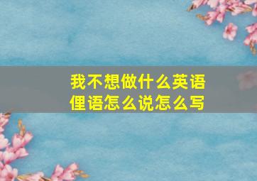 我不想做什么英语俚语怎么说怎么写