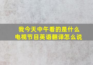 我今天中午看的是什么电视节目英语翻译怎么说