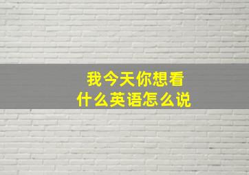 我今天你想看什么英语怎么说